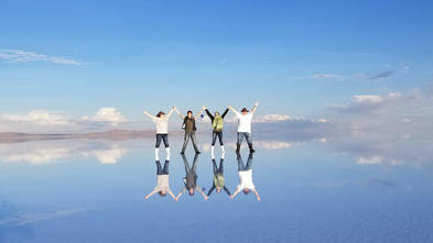 Leo in bolivia at the Salt Water Flats